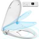 Upgrade Auto Open & Slow Close Lid Electric Heated Bidet Toilet Seat with Dryer and Warmer Water for Elongated, Endless Warmer Water, Remote Control, Curved Spray Bar, 70" Power Cord, Clean Water
