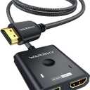 HDMI Switch 2 in 1 Out 4K@60Hz, WARRKY[with 3.3ft Fixed Braided HDMI Cable, Aluminum Case, 2K@144Hz, HDCP 2.2] Bidirectional 2x1 Switcher Splitter Compatible for PS5/4, Xbox, Roku, FireStick, Switch (Black)