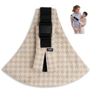 Baby Sling Carrier for Toddler, Houndstooth Baby Carrier Sling, Premium Cotton Linen Adjustable in Both Front and Back Shoulder Strap, Portable and Lightweight Toddler Carrier (Khaki)