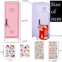 Svartur Mini Locker with Lock & Keys, Stickers, Metal Small Locker for Desktop, Girls Lockbox Desktop Storage Organizer, Money Safe and Cash Lock Box for Girls Safe, Light Blue