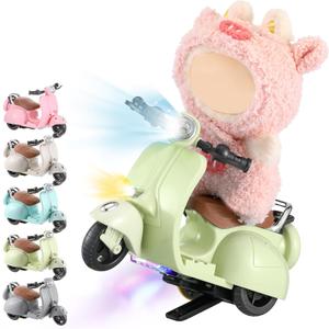 Mini Electric Doll Scooter Vehicles Toy, Funny Doll Accessory with Music & Lights Could Rotate 360 Cute Plastic Scooter Toy Ornaments Battery Not Included(Green)