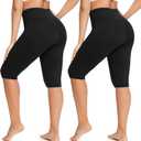 High Waisted 2Pack Women's Capri Pants - Knee Length Yoga Shorts, Biker Workout Leggings for Women, Summer Activewear, XL