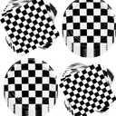 80Pcs Black White Checkered Party Supplies Set - 7" Race Car Plates and Napkins for Car Theme Race Birthday Party Decor | Serves 40