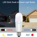 Jolux 4 Pack LED Stick Light Bulbs with Dusk to Dawn, 100W Equivalent,Daylight(5000K),1500lm,Auto On/Off Outdoor LED Bulbs,Damp Rated,E26 Medium Base.………
