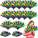 Suzile 12 Pcs 12 x 20 Inch Mardi Gras Feather Fan Colorful Feathers Feathers Bulk 1920s Vintage Marabou Handheld Fan Flapper Fan Mardi Gras Outfit Accessory for Party Decoration Carnival Costume
