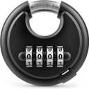 Puroma Combination Lock, 4 Digit Disc Padlock with Hardened Steel Shackle, Keyless Heavy Duty Combo Lock for Outdoor Sheds Fence, Gate Hasps, Storage Unit, School Gym Locker (1 Pack, ‎Black)