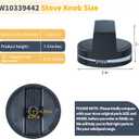 Upgraded W10339442 Stove knob Replacement Parts for Whirlpool Gas Stove Parts Oven Knobs WFG505M0BS0 WFG505M0BS3 WFG320M0BW0 WFG510S0AS2 Whirlpool Gas Range Cooktop Surface Burner Control Knobs 4 Pcs