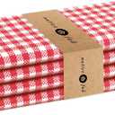 Native Fab Set of 4 Gingham Mini Check Cloth Dinner Napkins 100% Cotton 16x16 inches Soft Comfortable Absorbent Restaurant Hotel Quality - Easy Care Washable Wedding Daily Everyday Use - Red White