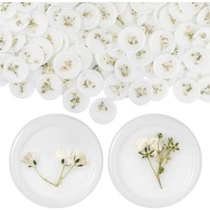 Qilery Adhesive Wax Seal Stickers White Dry Floral Backing Envelope Seals Wedding for Wedding Invitations Bridal Shower Party Letter Envelope (50 Pcs, Baby's Breath)