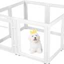 EVERFRONT Clear Acrylic Plastic Dog Playpen - Clear Dog Play Pen - Easy Assemble Acrylic Dog Playpen - Puppy Playpen, Cat Playpen, Small Animal Playpen, Dog Play Pen Indoors (White, 23.6 H, 8PCS)