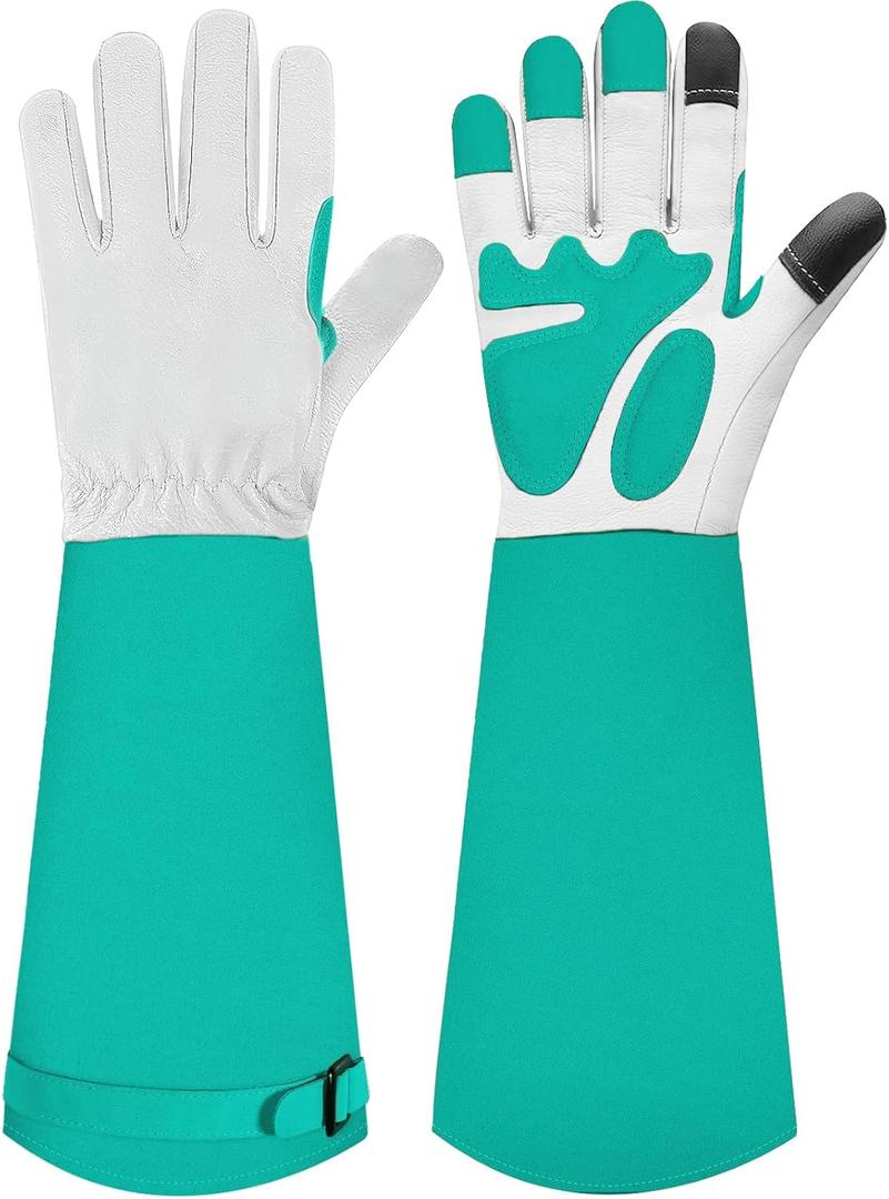 Long-Gardening-Gloves for Women/Men - Thorn Proof Rose Pruning Gloves Heavy Duty Gauntlet, Best Garden Gifts for Gardener (Green, L)