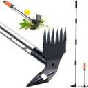 60" Weed Puller Tool with Long Handle and 17" Weeding Tools Gardening Set, Dual Side Hand Weed Rake and Hoe Garden Weeder, Uprooting Weed Pulling Remover Tool for Yard, Patio, Lawn and Garden Planting