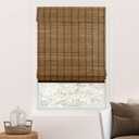 CHICOLOGY Bamboo Roman Shade, Cordless Light Filtering Woven Wood Window Treatment for Living Room, Dining Room, Kitchen & Office, Natural Bamboo Blinds for Boho Coastal Decor, Elk, 34"W x 64"H