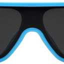 TYA Oversized Wrap Around Sunglasses for Women Men, Futuristic Rave Curved Lens Shades, Fashion Trendy Shield Sun Glasses (Small Blue Frame - Black Lens)