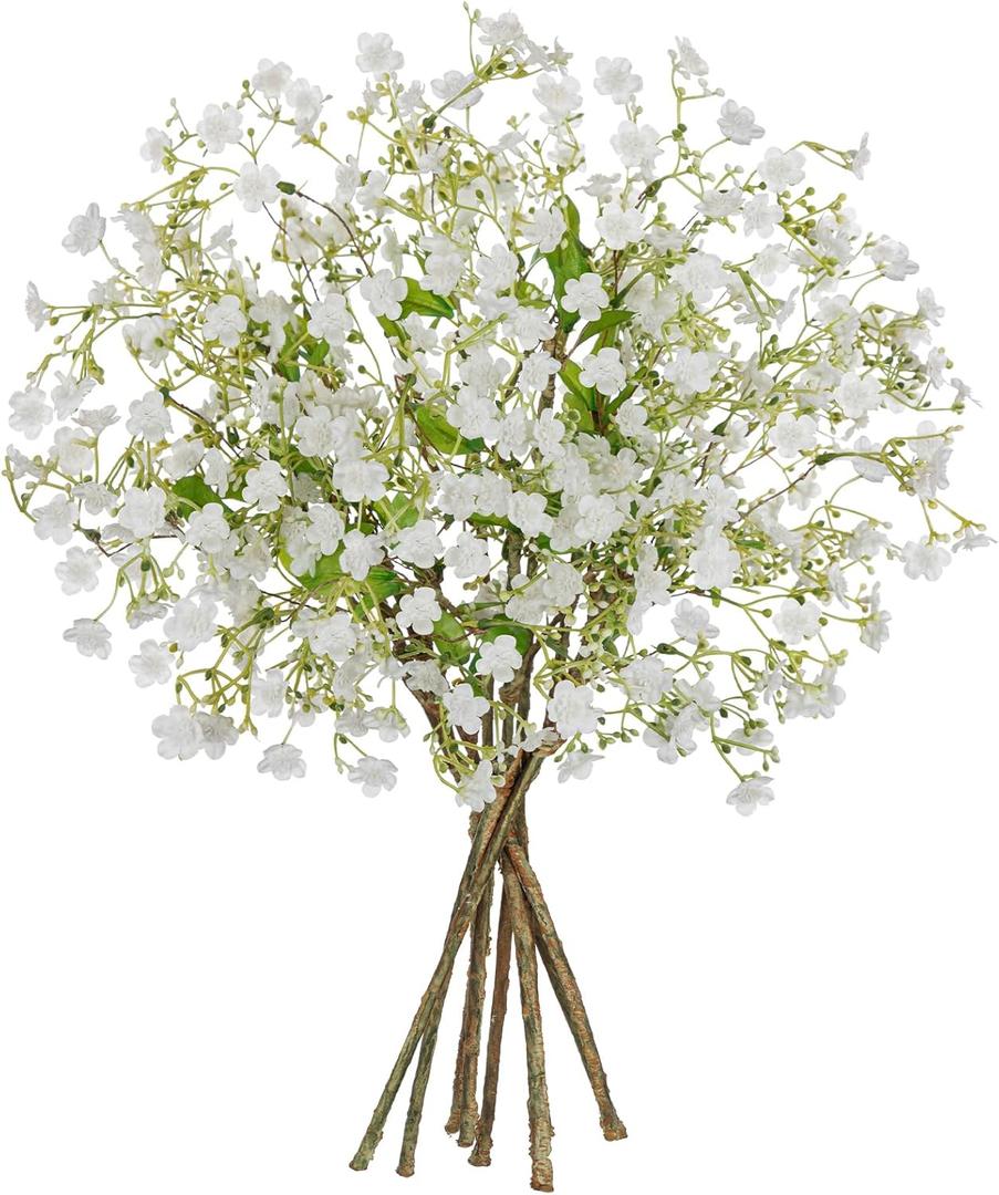 DILATATA 9 Pack White Babys Breath Artificial Flowers 9 Bundles Gypsophila Fake Silk Stems for DIY Floral Arrangements, Wedding Bouquets, Rustic Farmhouse Home Table Decor