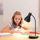 LALISU Metal Desk Lamp Wireless Charging Table Lamp Touch Reading Lights Arc Desk Lamps for Bedroom, 3 Way Dimmable Bedside Lamp with USB Charging Ports Lamp for Study Room and Office (Black)