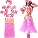 Grass Skirt Luau Outfits for Women Grass Skirts for Luau Party Adult Hula Skirt for Hawaiian Halloween (Pink)