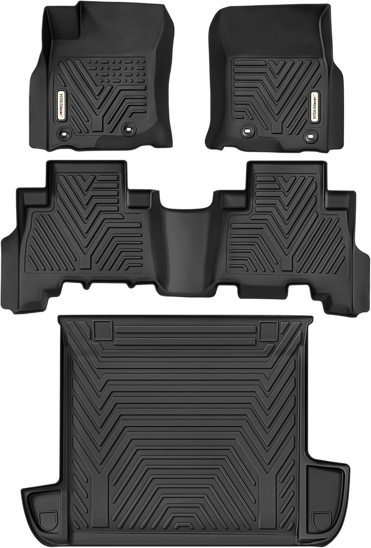 YITAMOTOR Floor Mats & Cargo Liner Set Fit for Toyota 4Runner 2024, Custom Fit TPE All-Weather Floor Liners 2013-2024 Toyota 4Runner 5 Passenger Model w/o Sliding Rear Tray, Black