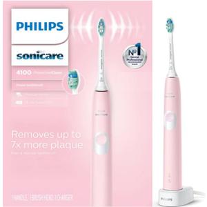 Philips Sonicare ProtectiveClean 4100 Electric Rechargeable Toothbrush, Plaque Control, Pastel Pink, Phi0304, 1.0 Count