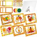 Lonfliness 24 Sets Thanksgiving Handprint Crafts Kits for DIY Thanksgiving Hand Keepsake Craft with 3 Large Ink Pads Fall Palm Painting with Frame Crafts for Home Art Activity Autumn Party Favors