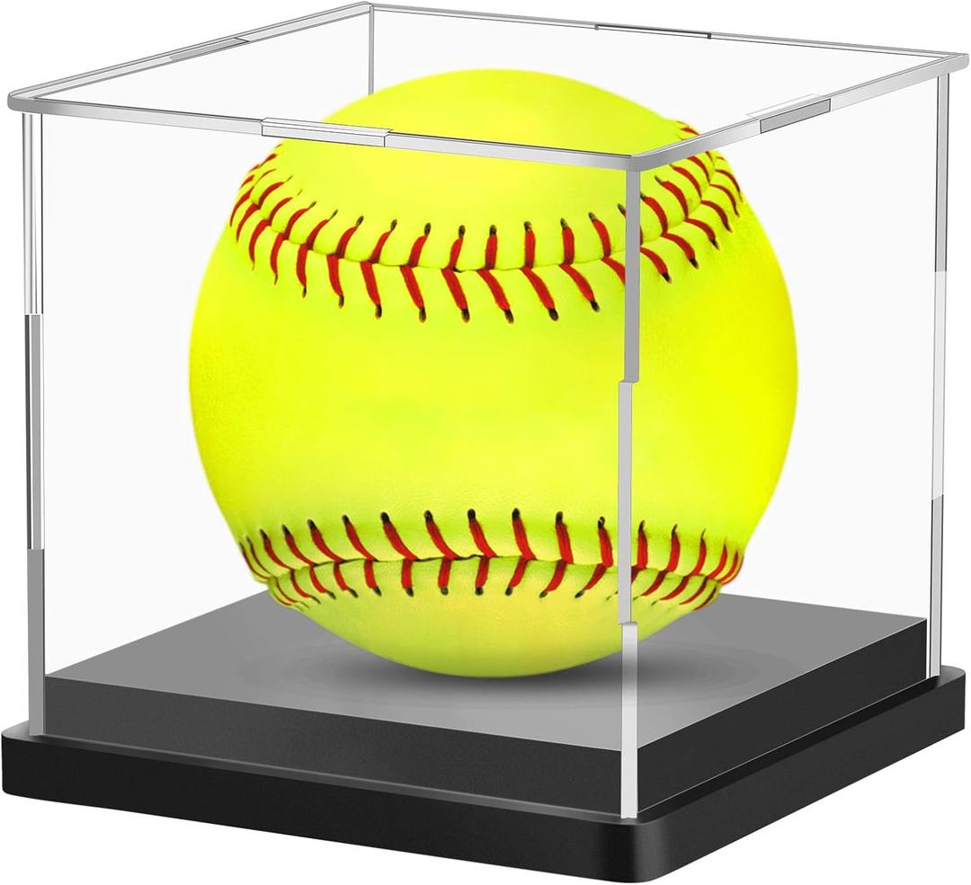 1PCS Softball Display Case Acrylic Clear Display Box Baseball Tennis Golf Protected Stand for Signed Memorabilia Large 12 Inch Sports Game Ball Storage Box