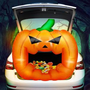 4.3ft Halloween Trunk or Treat Car Decoration Inflatable with Built-in LED Blow up Halloween Inflatable Witch Cat Pumpkin Outdoor Decor for SUV Yard Holiday Party Decor(Pumpkin)