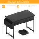 DLisiting Small Desk with Fabric Drawers for Bedroom, 32 Inch Gaming Desk with 2 Drawers for Small Space, Study Writing Table PC Desks, Black, 31.5"