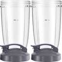 LVAINIT Blender Cups 24oz Cups with Flip-Top To-Go-Lids Fit for NutriBullet Blender 600W Pro 900W NutriBullet Replacement Parts
