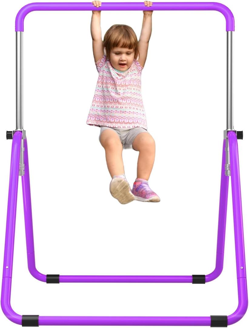 Kids Gymnastics Bar Gymnastic Equipment for Home Adjustable Height Gymnastic Training Bar Gymnastic Stuff for 3-7 Years Old Girls (Basic- Purple)