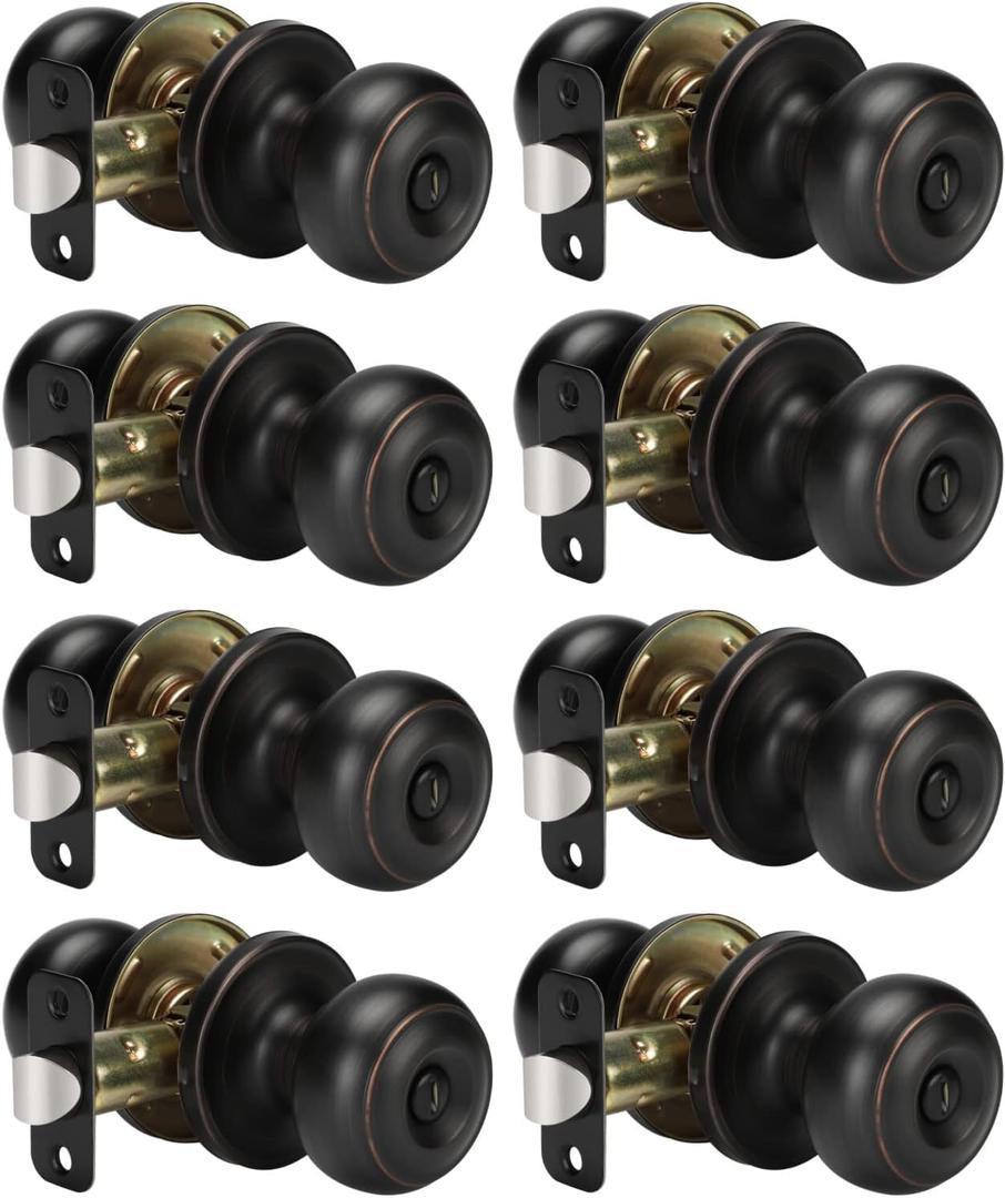 Goldenwarm Oil-Rubbed Bronze Interior Door Knobs, Interior Door Knobs Bedroom, Bronze Door Knob Privacy, Oil-Rubbed Bronze Finish Door Knob Interior, DoorKnobs Bulk(8 Pack, Oil-Rubbed Bronze)