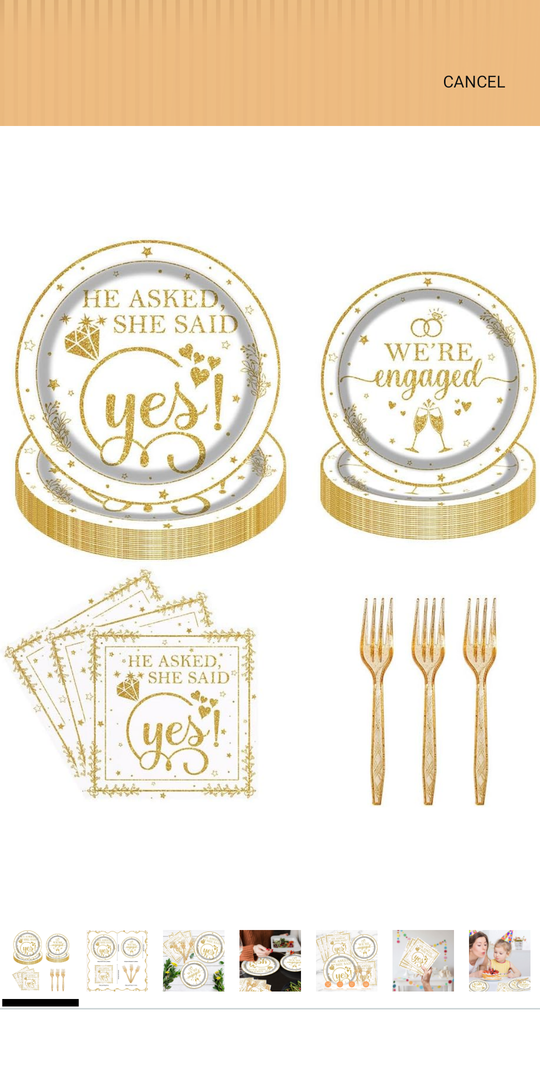 Tcoyodw Happy Engagement Party Tableware Set 96 Pcs Engagement Disposable Plates Napkins Forks She Said Yes Wedding Bridal Shower Decorations Serve 24 Guests