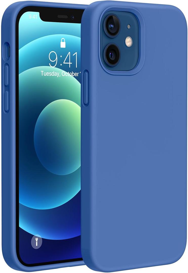 Miracase Compatible with iPhone 12 Case and iPhone 12 Pro Case, Liquid Silicone Gel Rubber Full Body Protection Shockproof Drop Protection Phone Case for iPhone 12/12 Pro 6.1 inch, Azure Blue