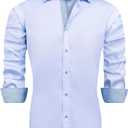 J.VER Men's Casual Long Sleeve Stretch Dress Shirt Wrinkle-Free Regular Fit Button Down Shirts (Blue, XL Tall)