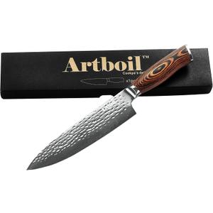 Professional 8-Inch Damascus Chef Knife - Razor-Sharp, Handcrafted VG10 Steel Blade with Ergonomic Handle for Kitchen Precision