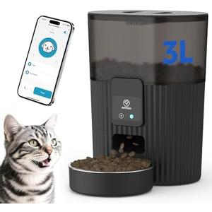 PAPIFEED Automatic Cat Feeder 3.5L/15 Cup 2.4G WiFi Pet Feeder for Dog Work with Alexa & Echo Timed Cat Food Dispenser for Remote Feeding with Stainless Steel Bowl up to 10 Meals Per Day with APP