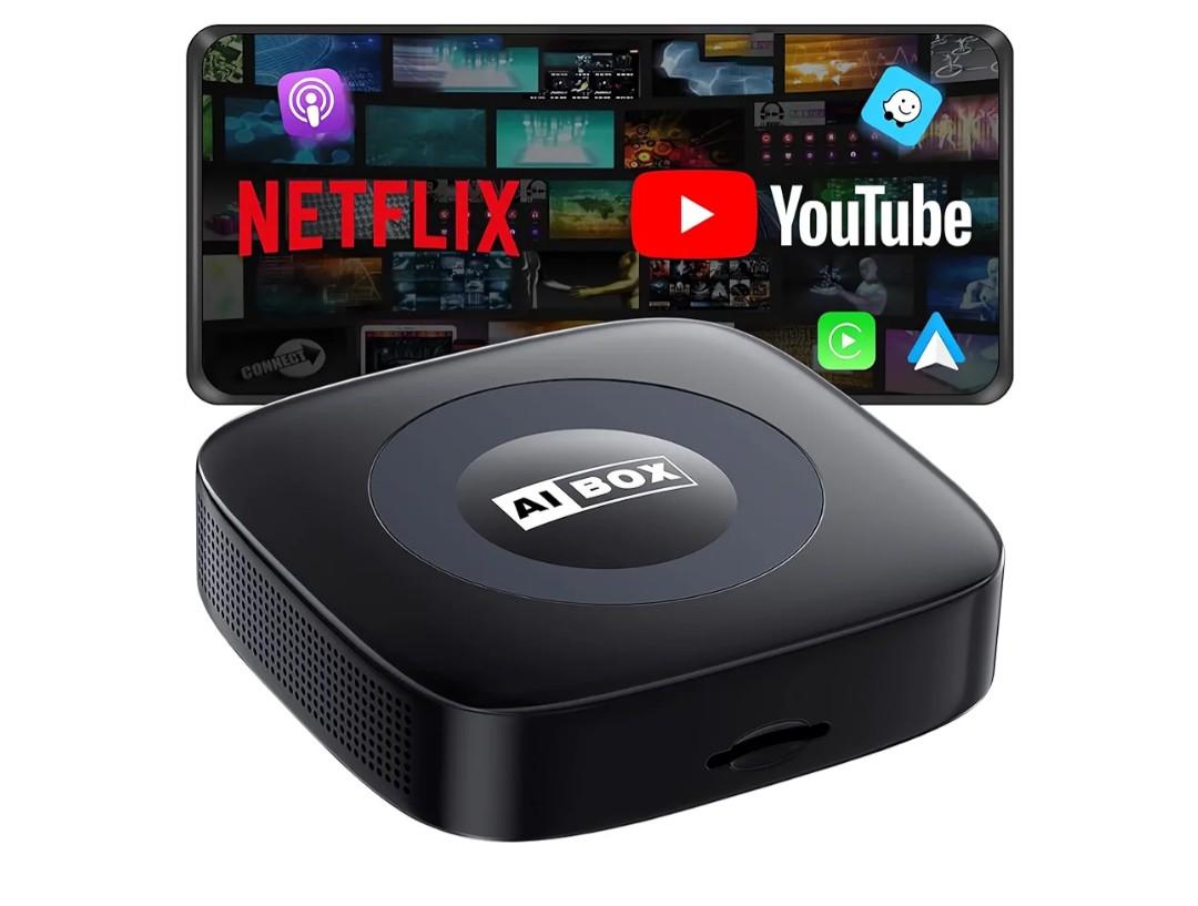 Ai Magic Box for Streaming Netflix/YouTube/TikTok, Wireless CarPlay Adapter Dongle Support TF Card for OEM Wired Car Play & Android Auto Cars Chartplotter