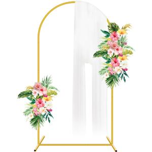 6FT Metal Arch Backdrop Stand,Gold Wedding Arched Backdrop Stand Frame for Party Decoration Wedding Birthday Graduation Ceremony Baby Shower Garden Floral Balloon