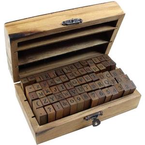 Estone 70pcs/set Wooden Box multipurpose Number Alphabet Letter Wood Rubber Stamp New