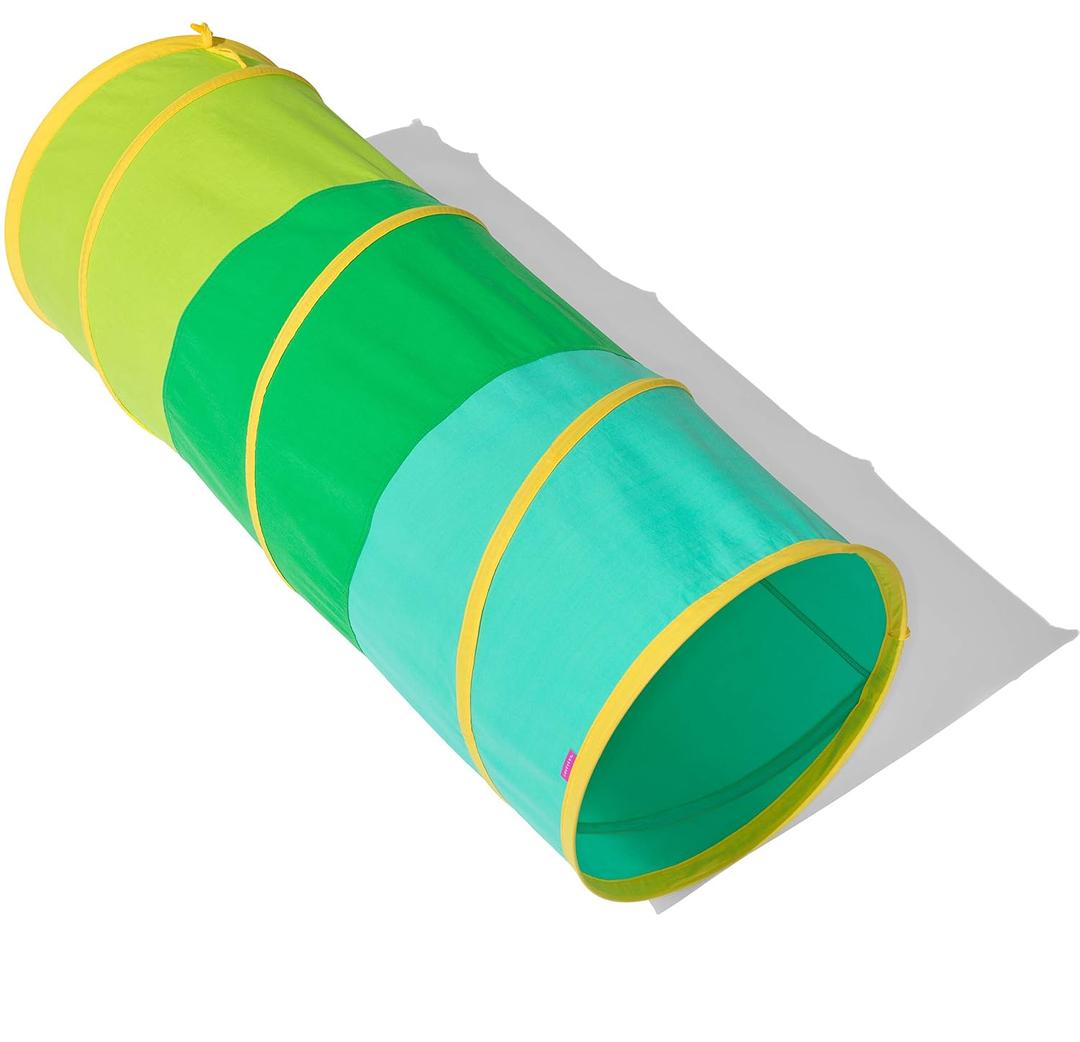 LOVEVERY | The Organic Cotton Play Tunnel | Pop-Up & Collapsible Play Tunnel with Organic Cotton Carrying Case, Toddler Gift for Indoor and Outdoor Game, Multicolor, Ages 12+ Months