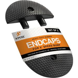 Xpose Safety Rubber End Caps for 6 Ft Speed Bumps (Set of 2)  Modular Interlocking Accessories for Driveways, Roads, and Parking Lots (1 Pack)