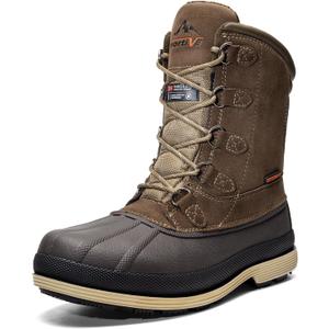 NORTIV 8 Men's Insulated Waterproof Work Winter Snow Boots (6.5, Khaki/Brown)