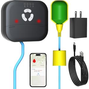 Smart WiFi High Water Level Alarm with Mobile App Alerts, Sump Pump Alarm, Water Level Sensor Detector, 90dB Siren, LED Strobe, IP44 Waterproof, Easy-Install, Protect Home from Water Damage