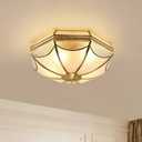 Vintage Style Brass Ceiling Light Fixture,14 Inch,Ideal for Bedroom, 13.78"W