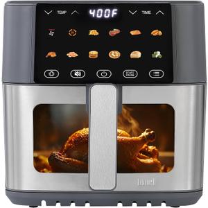 LIVWELL Smart Touch 8-Quart Air Fryer w/LED Touch Screen, SS & Glass Window