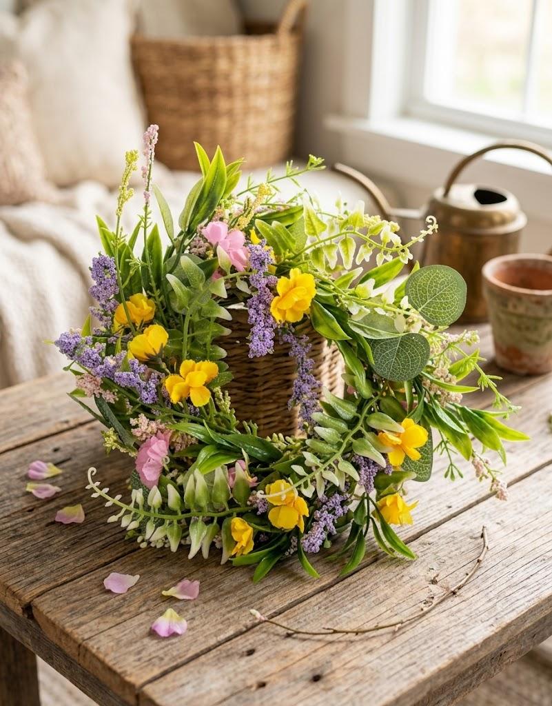2 Pcs Flower Candle Rings 4 Inch Center Spring Wreath Rings Daisy Floral Pillar Candle Holder Wreaths for Tapers Candelabra Wedding Party Home Table Centerpieces