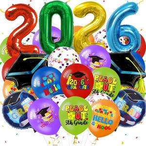 56 Pieces 5TH Grade Graduation Balloons 2026 5TH Grade Graduate Party Decorations Peace Out Fifth Grade Balloon for Celebration Graduation Class Ceremony School Party Supplies