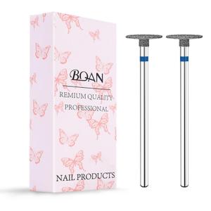 BQAN 2Pcs Nail Drill Bits Diamond Cuticle Removal Bit for Acrylic Nails Manicure Nail Prep and Nail Gel Polish Remover, 3/32" Shank -Silver Saucer- (Silver Flat Conical)