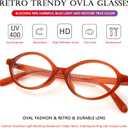 AIEYEZO Small Oval Blue Light Glasses for Women Fashion Retro TR90 Oval Frames Computer Screen Glasses (Orange Red)