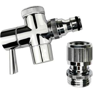 Brass Faucet Diverter Valve with Quick Connection, Faucet Diverter Valve From Sink To Garden Hose/Shower Hose, Washing Machine/Dishwasher,for Bathroom/Kitchen (chrome)