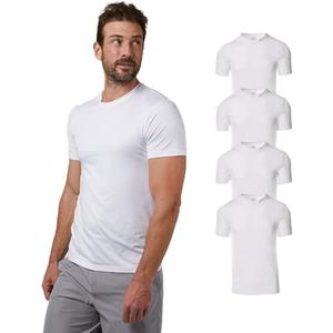 32 Degrees Mens 4 Pack Cool Crewneck T-Shirt | Anti-Odor | Quick Drying | 4-Way Stretch Size XXL